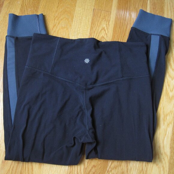 Athleta Elation Rib Trim 7/8 Tight Legging Black and Anthracite Gray Size M - Picture 4 of 9